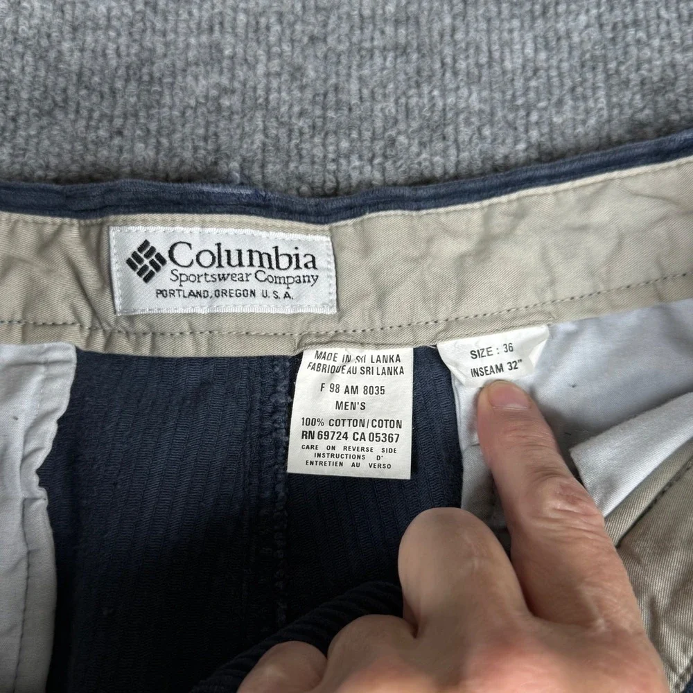 Vintage 90s Y2K Mens Corduroy Pants Pleated Blue 36x32 Relaxed Fit Workwear Fall